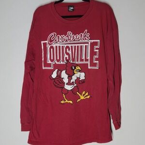 Vintage 90s University of Louisville T Shirt Mens XXL Red Long Sleeve USA